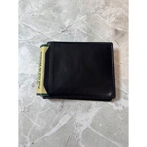 Rolfs Mens Black Full Grain Italian Lambskin Leather‎ Bifold Wallet Pull Out ID